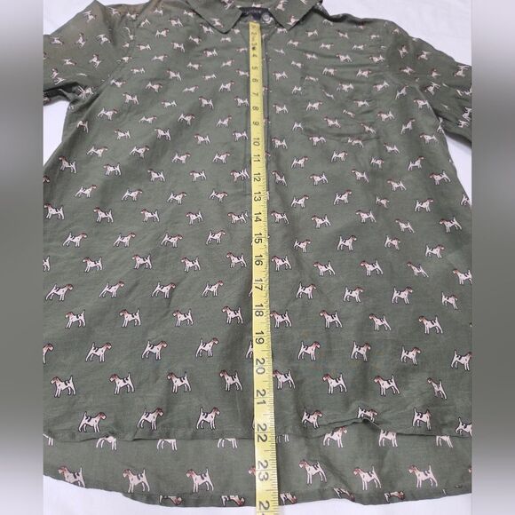J. Crew Green Blouse with Dog Print - Picture 9 of 12